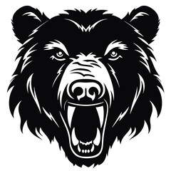 Fototapeta premium Howling bear head hand drawn logo design illustration