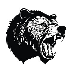 Howling bear head hand drawn logo design illustration