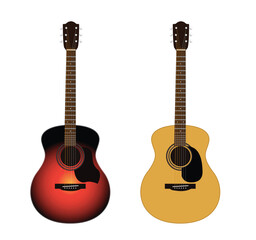 Acoustic guitars isolated on white background. American Guitars,  Vector illustration