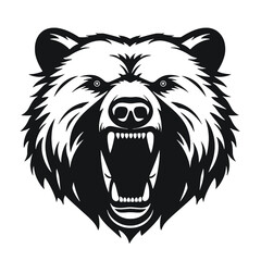 Howling bear head hand drawn logo design illustration