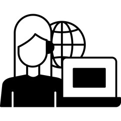 Female Remote Worker Icon