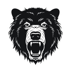 Fototapeta premium Howling bear head hand drawn logo design illustration
