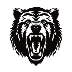 Howling bear head hand drawn logo design illustration