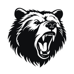 Howling bear head hand drawn logo design illustration