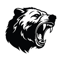 Howling bear head hand drawn logo design illustration