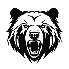 Howling bear head hand drawn logo design illustration