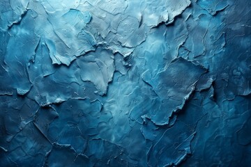 A close-up of blue cracked and peeling paint texture, depicting decay and patterns