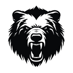 Obraz premium Howling bear head hand drawn logo design illustration