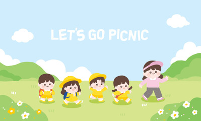 spring picnic cute illustration