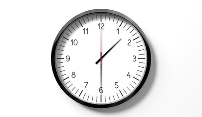 Time at half past 1 o clock - classic analog clock on white background - 3D illustration