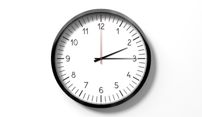 Time at quarter past 2 o clock - classic analog clock on white background - 3D illustration