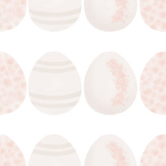 Seamless pattern with easter eggs, hand drawn illustration in watercolor style