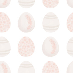 Seamless pattern with easter eggs, hand drawn illustration in watercolor style
