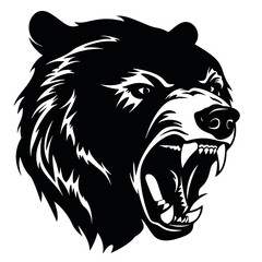 Growling bear head isolated on white background. Vector illustration