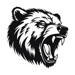 Growling bear head isolated on white background. Vector illustration
