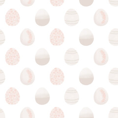 Seamless pattern with easter eggs, hand drawn illustration in watercolor style