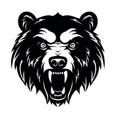 Fototapeta premium Growling bear head isolated on white background. Vector illustration