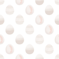 Seamless pattern with easter eggs, hand drawn illustration in watercolor style