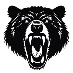 Growling bear head isolated on white background. Vector illustration