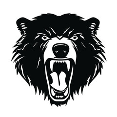 Growling bear head isolated on white background. Vector illustration