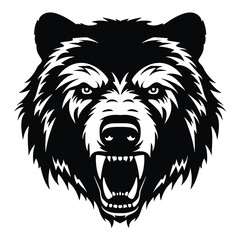 Growling bear head isolated on white background. Vector illustration