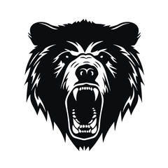 Growling bear head isolated on white background. Vector illustration