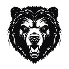 Obraz premium Growling bear head isolated on white background. Vector illustration