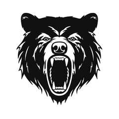 Growling bear head isolated on white background. Vector illustration