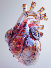 generative illustration of a mechanical glass heart