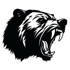 Growling bear head isolated on white background. Vector illustration