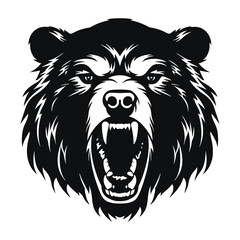 Growling bear head isolated on white background. Vector illustration