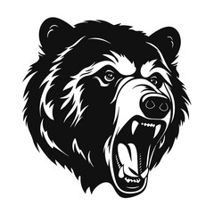 Fototapeta premium Growling bear head isolated on white background. Vector illustration