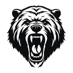 Growling bear head isolated on white background. Vector illustration