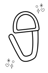 Marking ring for knitting. Doodle outline vector black and white illustration.