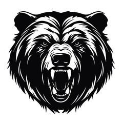 Obraz premium Growling bear head isolated on white background. Vector illustration