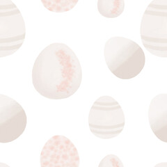 Seamless pattern with easter eggs, hand drawn illustration in watercolor style