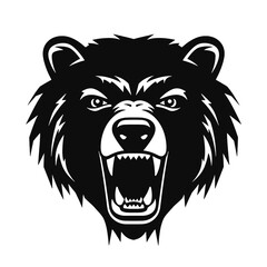 Growling bear head isolated on white background. Vector illustration