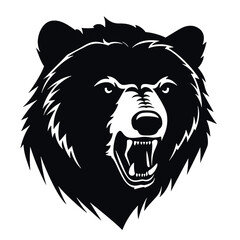 Growling bear head isolated on white background. Vector illustration