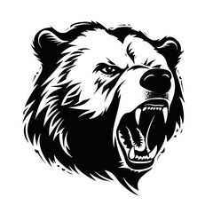 Growling bear head isolated on white background. Vector illustration