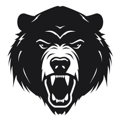 Growling bear head isolated on white background. Vector illustration