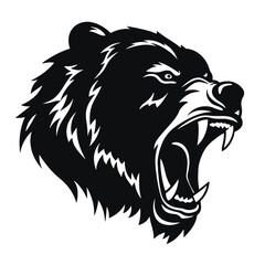Growling bear head isolated on white background. Vector illustration