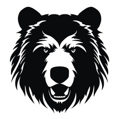Growling bear head isolated on white background. Vector illustration
