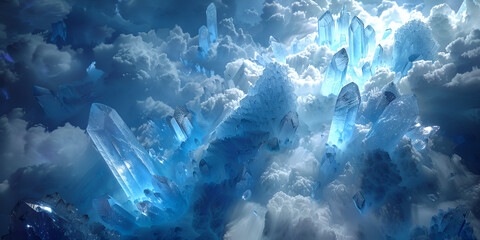 Fototapeta na wymiar Blue crystal glaciers with stormy weather,Ice clear crystals of Antarctica