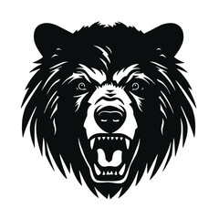 Vector roaring bear isolated on white background. Furious bear head