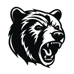 Vector roaring bear isolated on white background. Furious bear head