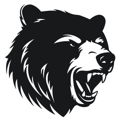 Vector roaring bear isolated on white background. Furious bear head