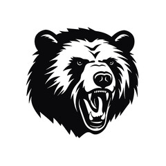 Vector roaring bear isolated on white background. Furious bear head