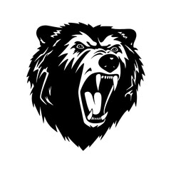 Vector roaring bear isolated on white background. Furious bear head