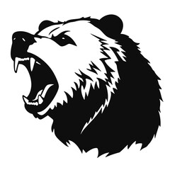 Vector roaring bear isolated on white background. Furious bear head