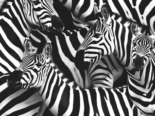 A seamless pattern of zebra stripes capturing the striking black and white pattern with high definition and photographic realism